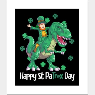 Dino St Patricks Day  Kids Toddler Boys Leprechaun Posters and Art